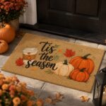 Fall Pumpkin Doormat, Tis The Season Welcome Mat, Autumn Front Door Mat - Image 3
