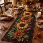 Sunflower Quilted-Style Table Runner, Autumn Harvest Farmhouse Decor - Image 3