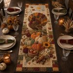 Turkey Quilted Table Runner, Thanksgiving Harvest Decor - Image 3