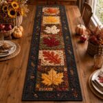 Quilted Fall Leaves Table Runner, Autumn Maple Leaf Thanksgiving Decor - Image 4