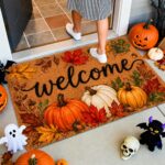 Fall Pumpkin Doormat Autumn Leaves Welcome Entrance Rug – Thanksgiving Porch Decor - Image 6