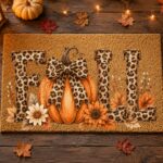 Thanksgiving Fall Doormat, Leopard Pumpkin Welcome Mat - Image 5