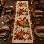 Pumpkin Table Runner, Quilted Fall Thanksgiving Decor - Image 3