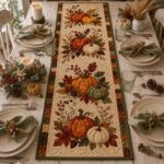 Pumpkin Table Runner, Quilted Fall Thanksgiving Decor - Image 2