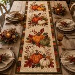 Pumpkin Table Runner, Quilted Fall Thanksgiving Decor - Image 4