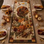 Turkey Quilted Table Runner, Thanksgiving Harvest Decor - Image 2