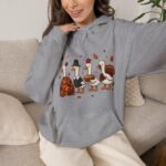 Thanksgiving Turkey Hoodie, Fall Pilgrim Turkey Sweatshirt, Autumn Pullover - Image 5
