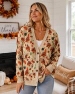 Thanksgiving Turkey Cardigan for Men Women, Fall Button Sweater, Autumn Turkey Print Cardigan, Cozy Thanksgiving - Image 3