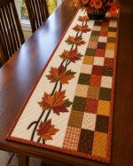 Fall Quilted Table Runner, Autumn Maple Leaf Runner, Patchwork Thanksgiving Table Decor, Farmhouse Dining Decor - Image 2