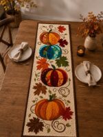 Pumpkin Quilt Table Runner, Fall Table Runner, Thanksgiving Table Runner - Image 2