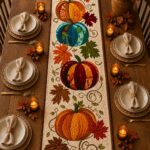 Pumpkin Quilt Table Runner, Fall Table Runner, Thanksgiving Table Runner