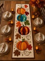 Pumpkin Quilt Table Runner, Fall Table Runner, Thanksgiving Table Runner