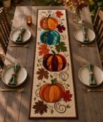 Pumpkin Quilt Table Runner, Fall Table Runner, Thanksgiving Table Runner - Image 3