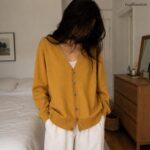 Women’s V Neck Cardigan, Button Front Knit Sweater, Long Sleeve Casual Layer, Classic Fall Winter Outerwear