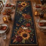 Quilted Sunflower Fall Table Runner, Autumn Floral Decor