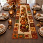 Quilted Fall Table Runner Thanksgiving Pumpkin Harvest Autumn - Image 2