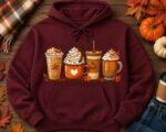 Fall Coffee Hoodie, Pumpkin Spice Hoodie, Autumn Latte Sweatshirt, Cozy Coffee - Image 2