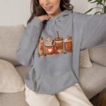 Fall Coffee Hoodie, Pumpkin Spice Hoodie, Autumn Latte Sweatshirt, Cozy Coffee - Image 3