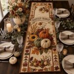 Fall Quilted Table Runner, Autumn Harvest Dining Decor, Farmhouse Thanksgiving Table Runner, Seasonal Kitchen Decor - Image 2