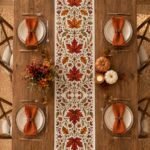 Autumn Maple Leaf Table Runner, Red Berry Botanical Runner, Vintage Thanksgiving Fall Decor - Image 2