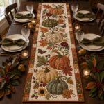 Quilted Pumpkin Table Runner, Fall Harvest Thanksgiving Decor - Image 4
