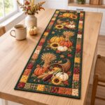 Fall Quilted Table Runner, Pumpkin Harvest Dining Decor, Thanksgiving Gift Sunflower Patchwork - Image 5
