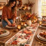 Fall Pumpkin Table Runner, Thanksgiving Table Decor, Dining Table Runner, Harvest Kitchen Decor - Image 3