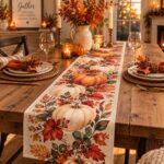 Fall Pumpkin Table Runner, Thanksgiving Table Decor, Dining Table Runner, Harvest Kitchen Decor - Image 5