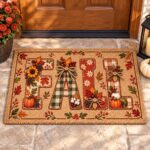 Fall Doormat, Autumn Welcome Mat, Pumpkin Patchwork Door Mat, Thanksgiving Entryway Rug - Image 5