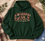 Plaid Fall Hoodie, Autumn Cozy Pullover, Cute Seasonal Hooded Sweatshirt, Retro Fall Sweatshirt - Image 6
