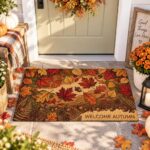 Autumn Leaf Coir Doormat, Fall Front Door Mat, Thanksgiving Welcome Mat - Image 3