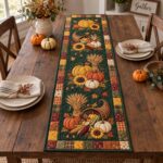 Fall Quilted Table Runner, Pumpkin Harvest Dining Decor, Thanksgiving Gift Sunflower Patchwork - Image 6