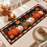 Quilted Pumpkin Table Runner, Fall Maple Leaf Dining Decor, Autumn Harvest Table Decor, Rustic Thanksgiving Kitchen Decor - Image 3
