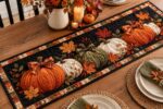 Quilted Pumpkin Table Runner, Fall Maple Leaf Dining Decor, Autumn Harvest Table Decor, Rustic Thanksgiving Kitchen Decor - Image 5