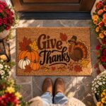 Give Thanks Door Mat, Cute Autumn Doormat, Fall Welcome Mat, Thanksgiving Home Decor - Image 4