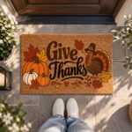 Give Thanks Door Mat, Cute Autumn Doormat, Fall Welcome Mat, Thanksgiving Home Decor - Image 3