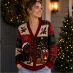 Black Cat Christmas Cardigan, Unisex Festive Holiday Knit Sweater for Men and Women - Image 3