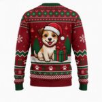 Christmas Dog Print Cardigan, Red and Green Fair Isle Knit Sweater for Men and Women - Image 3