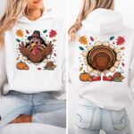 Thanksgiving Funny Turkey 2 Sided Hoodie, Funny Turkey Hoodie, Women's Fall Hoodie - Image 5