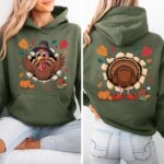 Thanksgiving Funny Turkey 2 Sided Hoodie, Funny Turkey Hoodie, Women's Fall Hoodie - Image 6