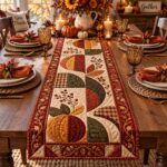 Pumpkin Quilted Table Runner, Autumn Harvest Decor, Fall Leaf Farmhouse Style, Thanksgiving Dining Decor - Image 3