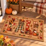 Fall Doormat, Autumn Welcome Mat, Pumpkin Patchwork Door Mat, Thanksgiving Entryway Rug - Image 4