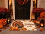 Happy Thanksgiving Turkey Doormat, Fall Harvest Pumpkin Autumn Maple Leaves Outdoor - Image 4
