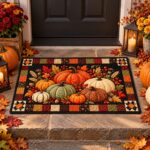 Fall Pumpkin Doormat, Autumn Harvest Door Mat, Thanksgiving Entryway Rug - Image 3