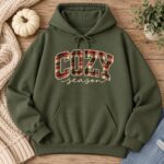 Plaid Fall Hoodie, Autumn Cozy Pullover, Cute Seasonal Hooded Sweatshirt, Retro Fall Sweatshirt - Image 5