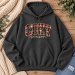 Plaid Fall Hoodie, Autumn Cozy Pullover, Cute Seasonal Hooded Sweatshirt, Retro Fall Sweatshirt - Image 7