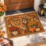 Home For Fall Doormat,Birdhouse Pumpkin Welcome Mat,Sunflower Autumn Door Mat - Image 4