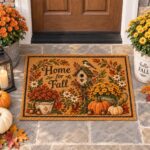 Home For Fall Doormat,Birdhouse Pumpkin Welcome Mat,Sunflower Autumn Door Mat - Image 6