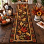 Fall Pumpkin Table Runner, Quilted Autumn Dining Decor, Farmhouse Thanksgiving Table Decor, Rustic Harvest Kitchen Runner - Image 7