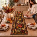 Fall Pumpkin Table Runner, Quilted Autumn Dining Decor, Farmhouse Thanksgiving Table Decor, Rustic Harvest Kitchen Runner - Image 5